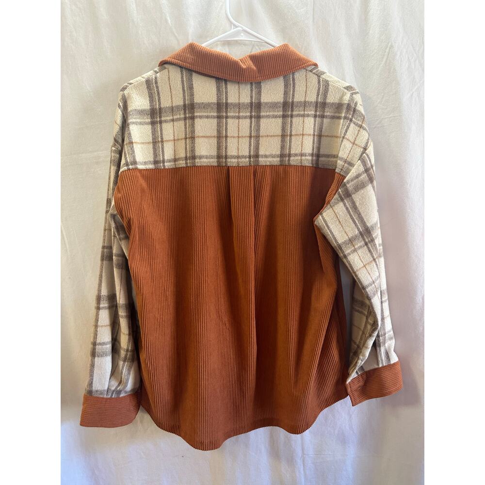 Grace + Emma Corduroy and Plaid Shacket – Size XS (P2P 21”) - Picture 4 of 6